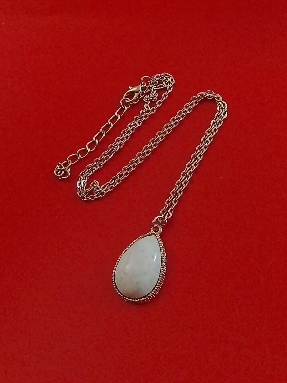 Gold Teardrop White Stone Pendant Necklace - Women Jewelry